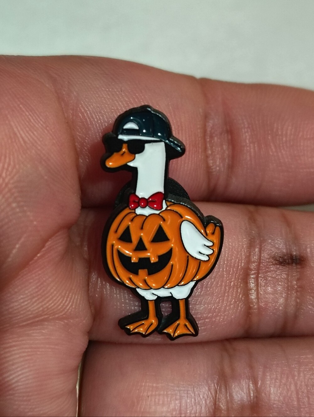 Halloween Duck Enamel Pin - Orange Pumpkin Costume